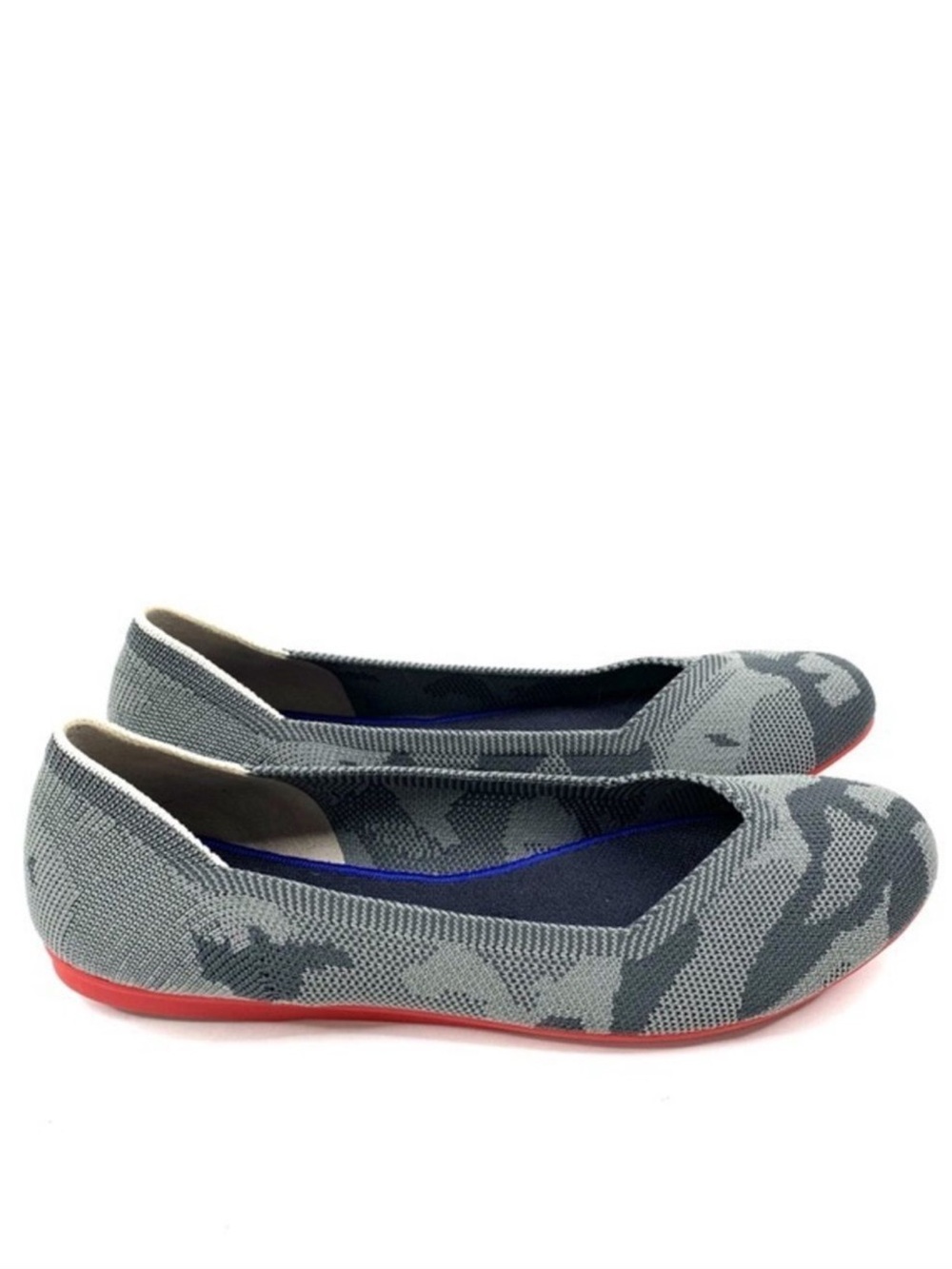 Rothy's The Flat Retired Gray Camo Pattern Red Sole Size 8